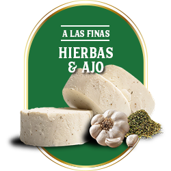Medallones de queso de cabra Le Blanc a las finas hierbas y ajo acompañados de ingredientes naturales.