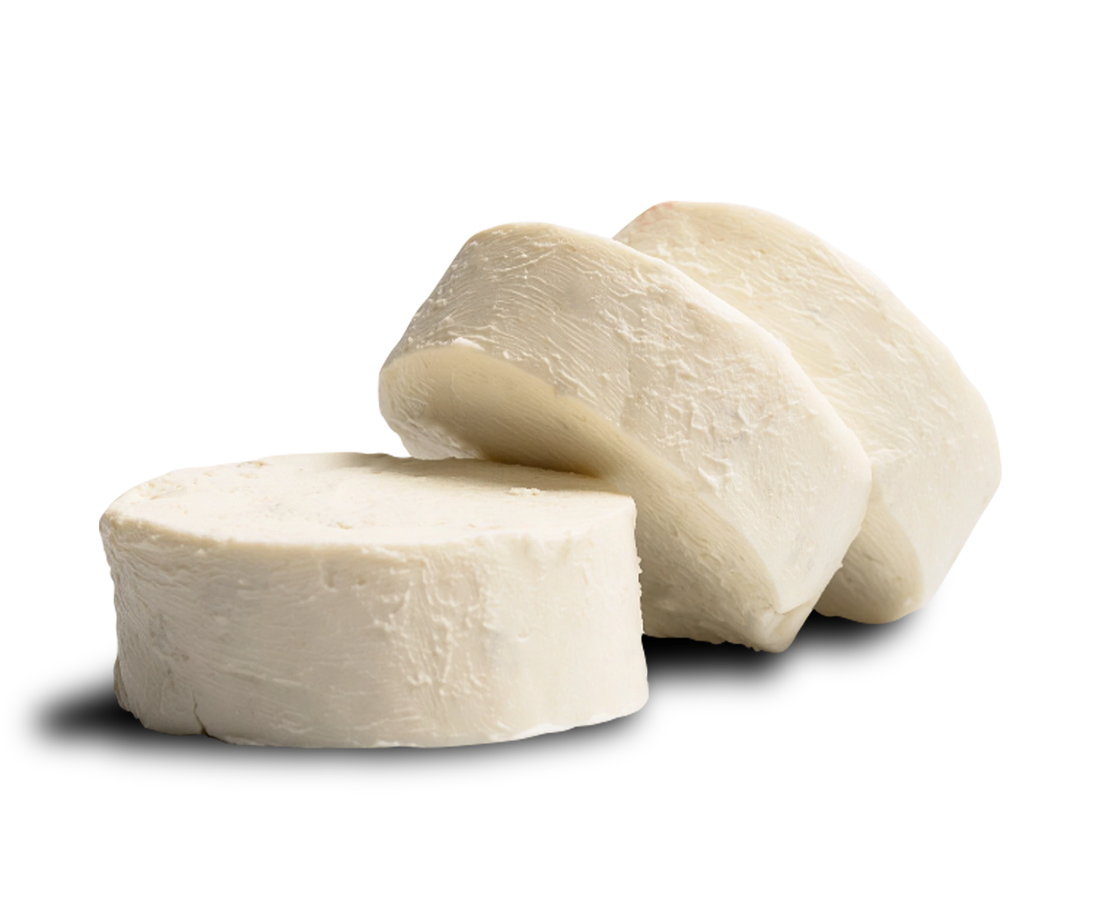 Medallones de queso de cabra Le Blanc natural, resaltando su color blanco puro, textura suave y el proceso de maduración artesanal.